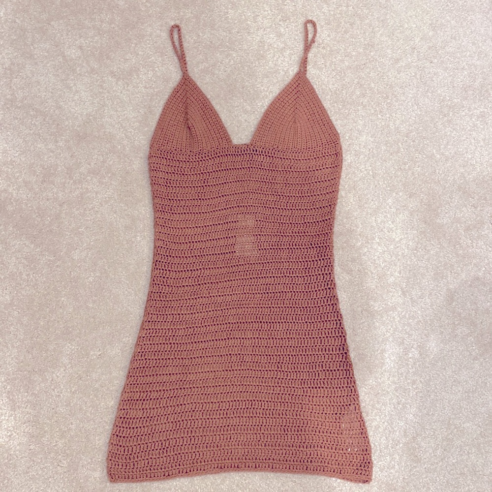NWT PrettyLittleThing Rosally Rose Crochet Mini Dress